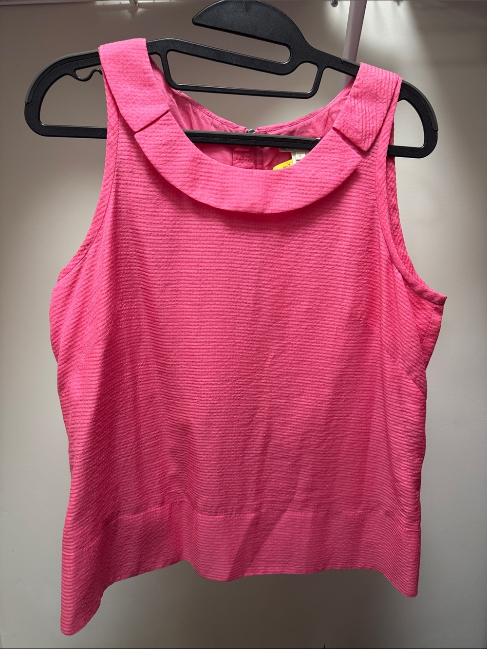 J. Crew Hot Pink Textured Collar Tank Top